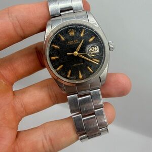 Rolex Oysterdate Precision Black and Silver Watch